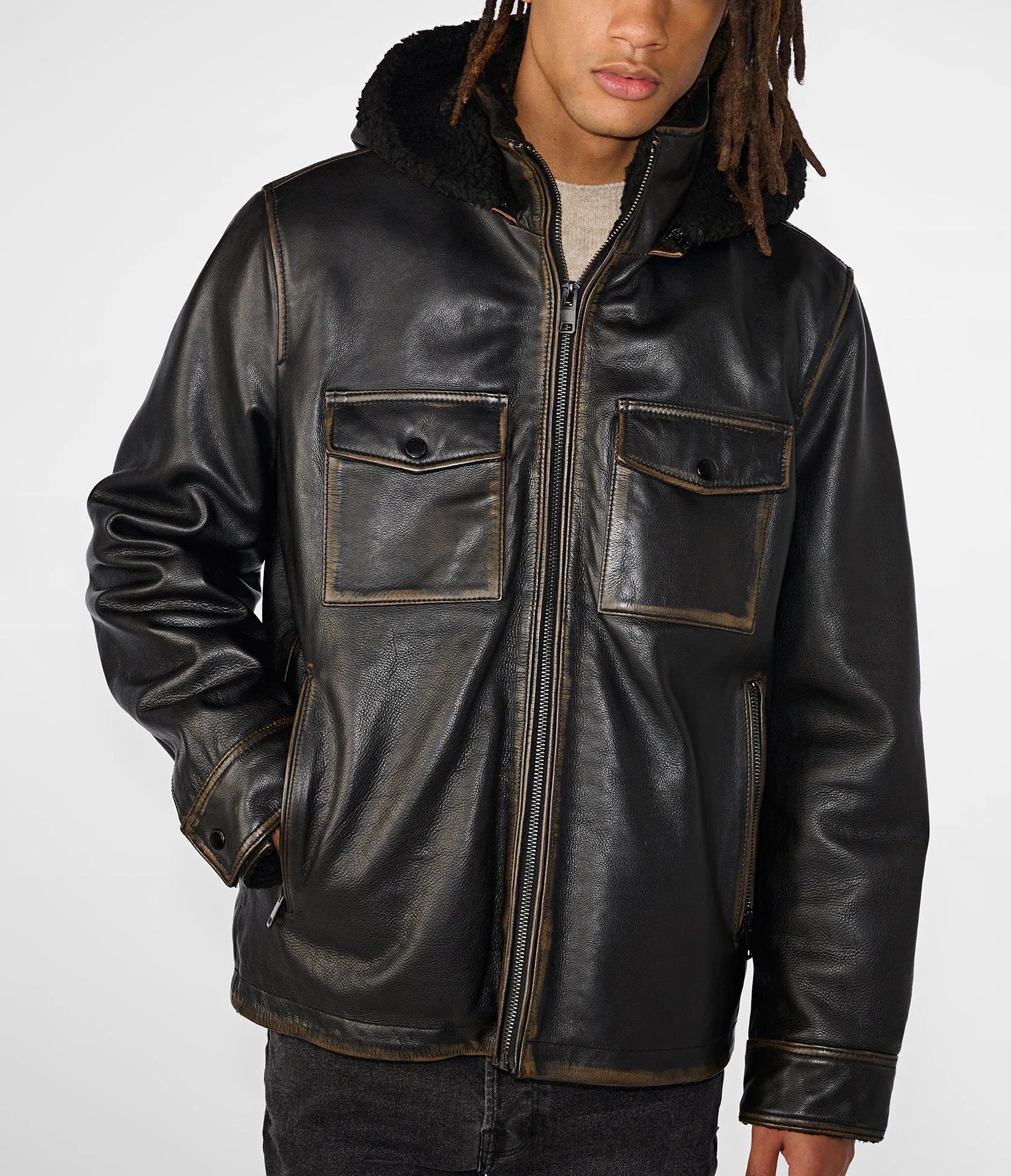 Joshua Shearling Jacket With Removable Hood