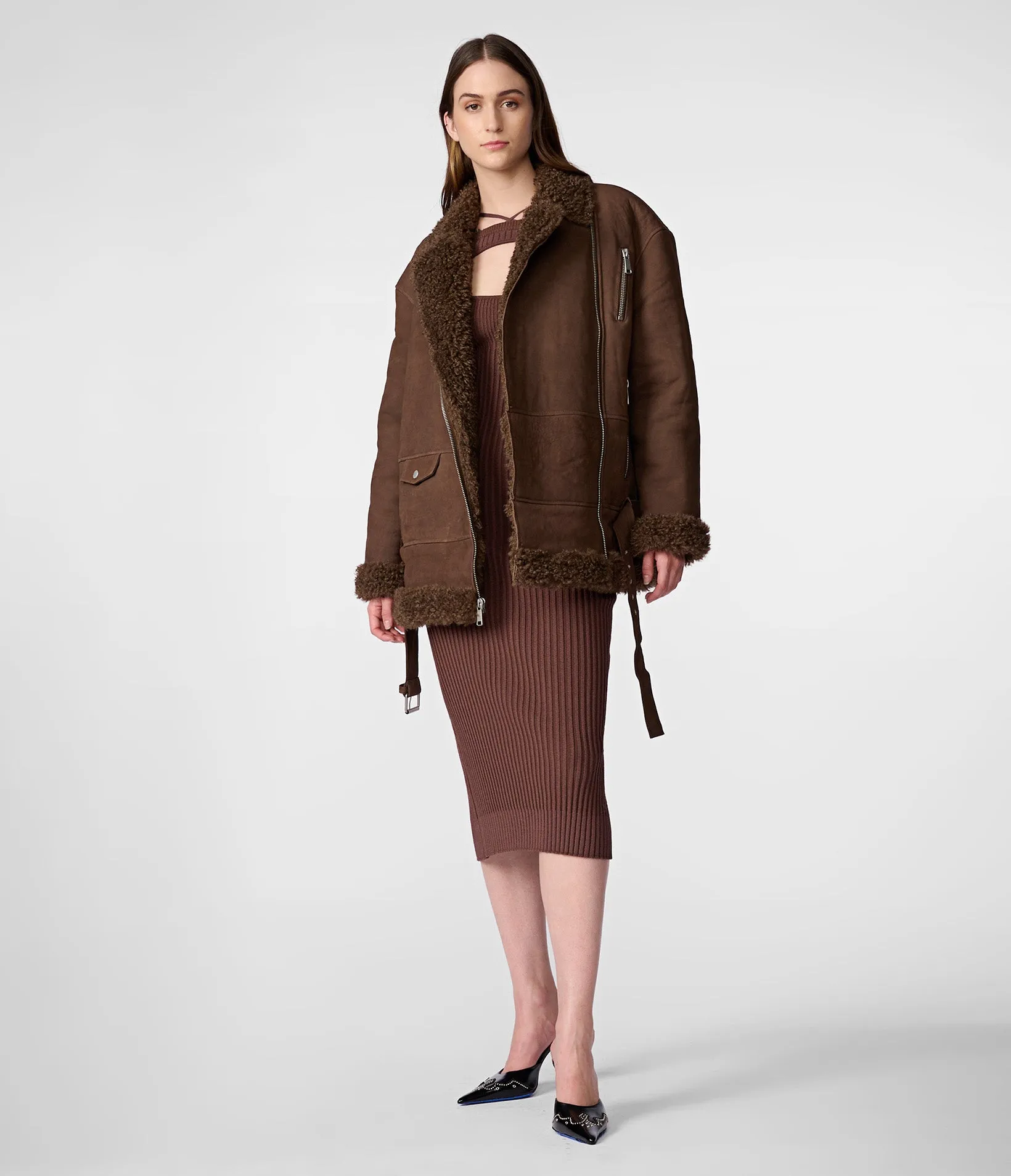 Kat Suede Faux Fur Lined Jacket