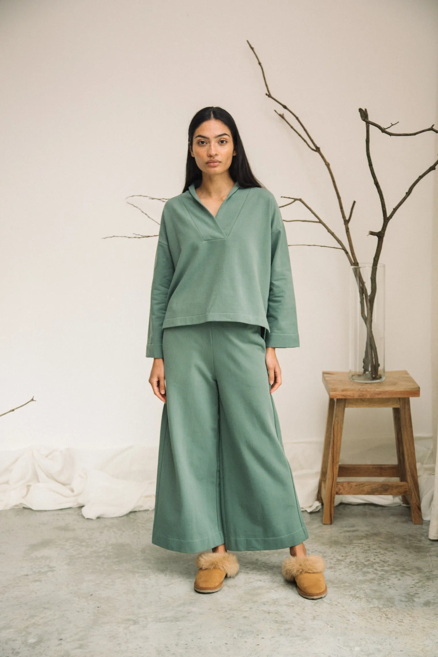 Kazue Organic Cotton Felpe Sweatshirt in Eucalyptus