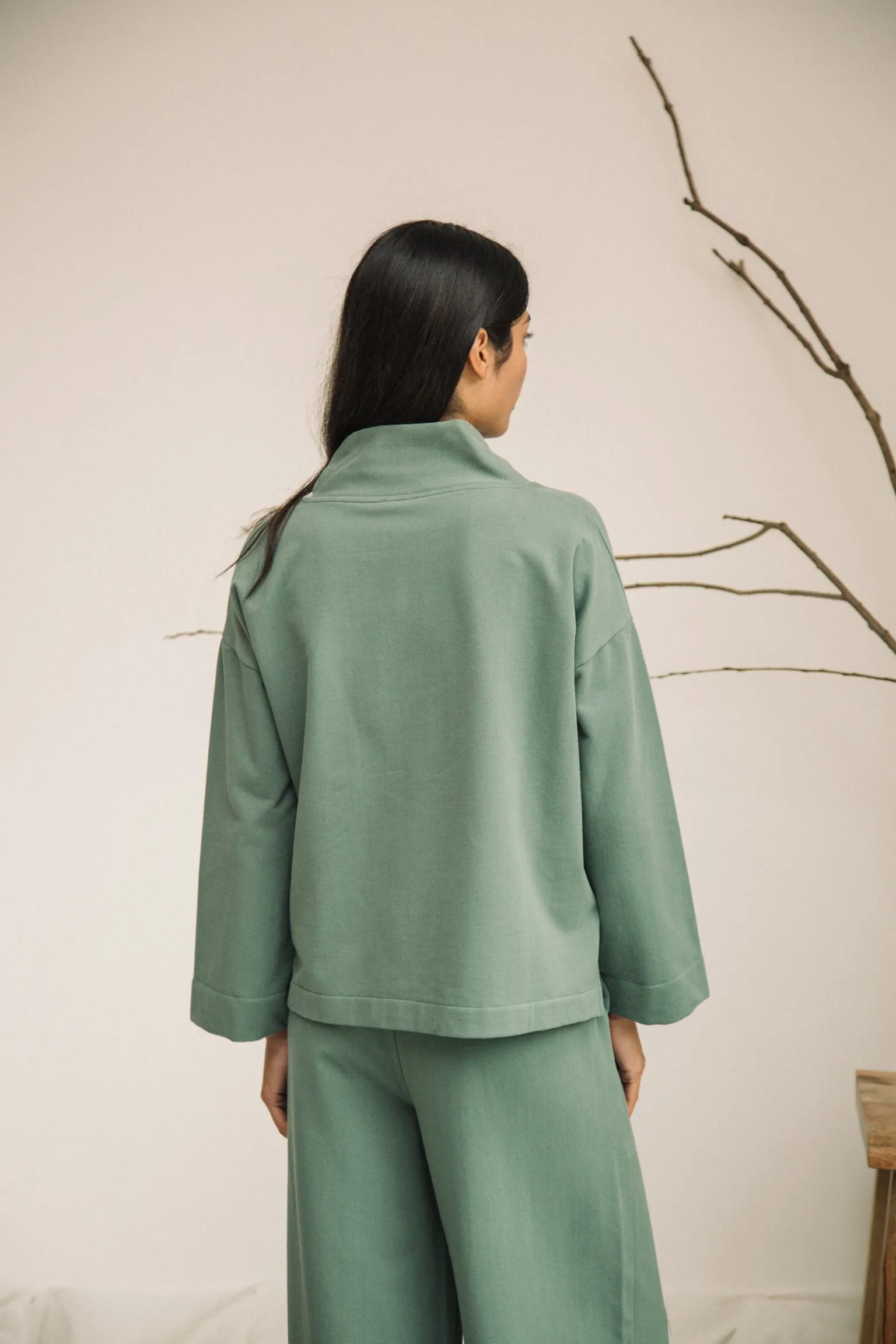 Kazue Organic Cotton Felpe Sweatshirt in Eucalyptus