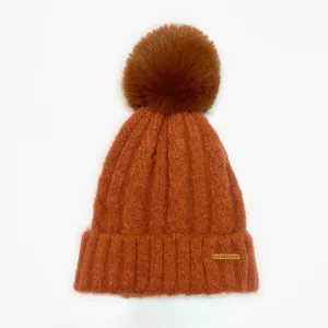 Laura Satin Lined Beanie With Detachable Pom - Pumpkin Spice