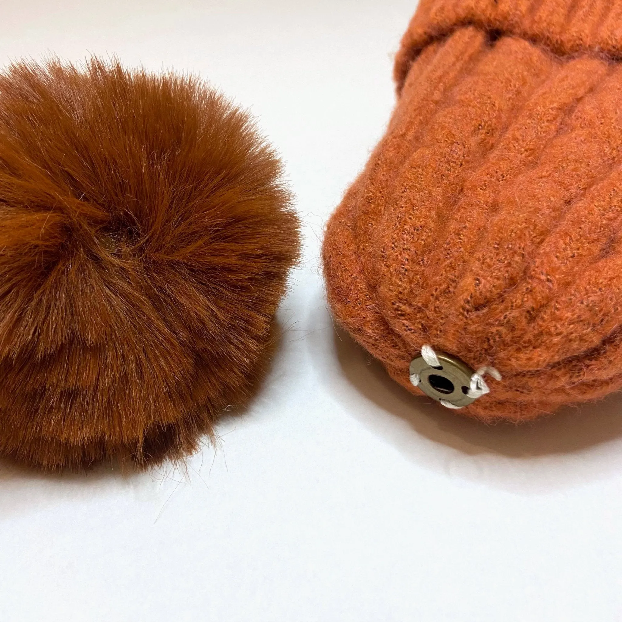 Laura Satin Lined Beanie With Detachable Pom - Pumpkin Spice