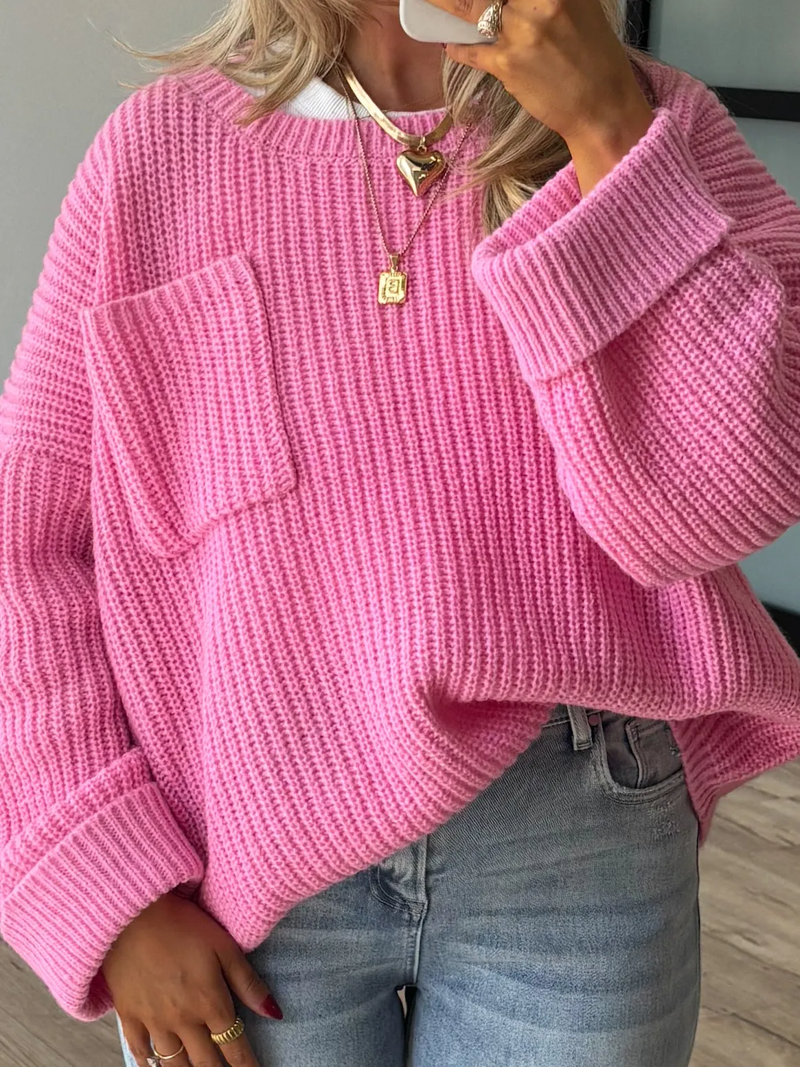 Ledger Chunky Knit Sweater | Bubblegum