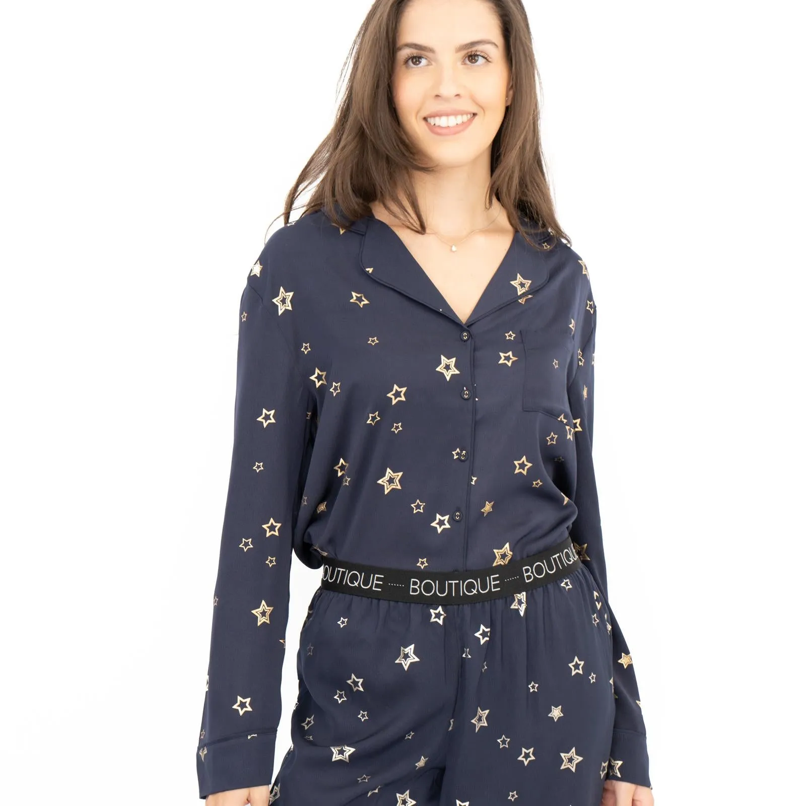 M&S Navy Star Pyjama Set