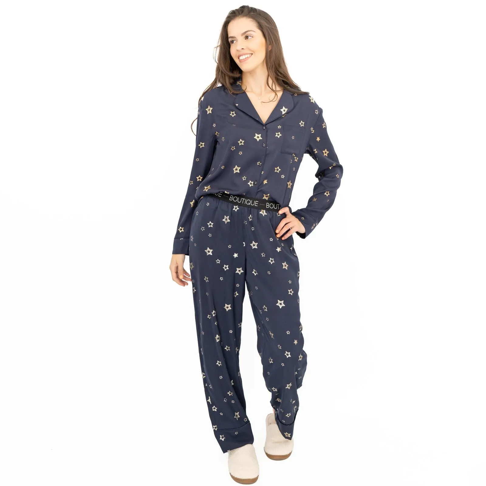 M&S Navy Star Pyjama Set