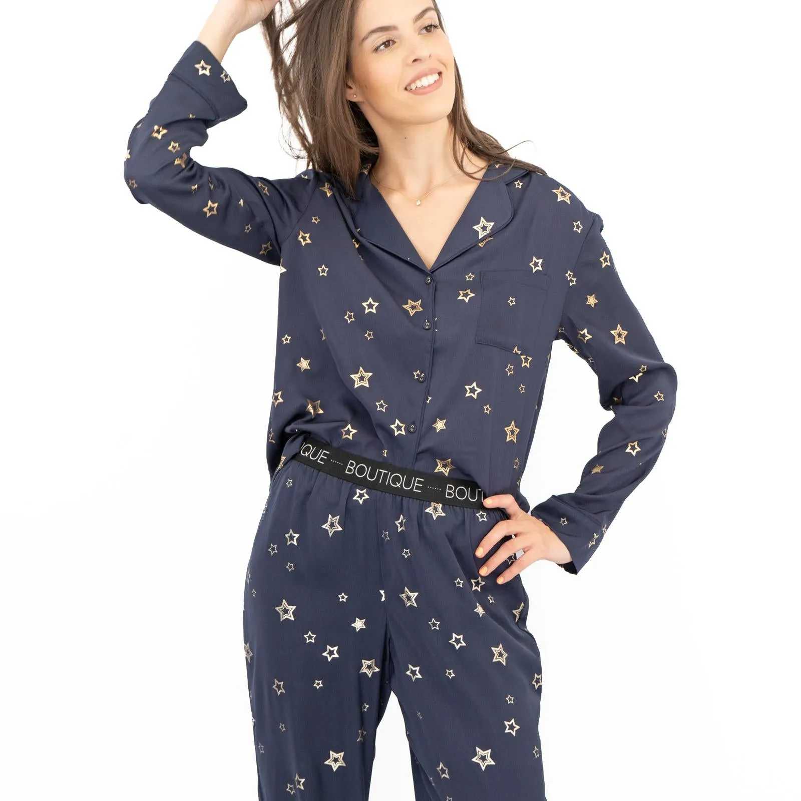 M&S Navy Star Pyjama Set