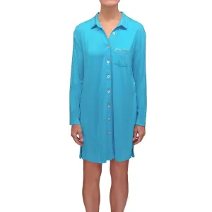 Megan Knit Lounge Shirt - Malta Blue