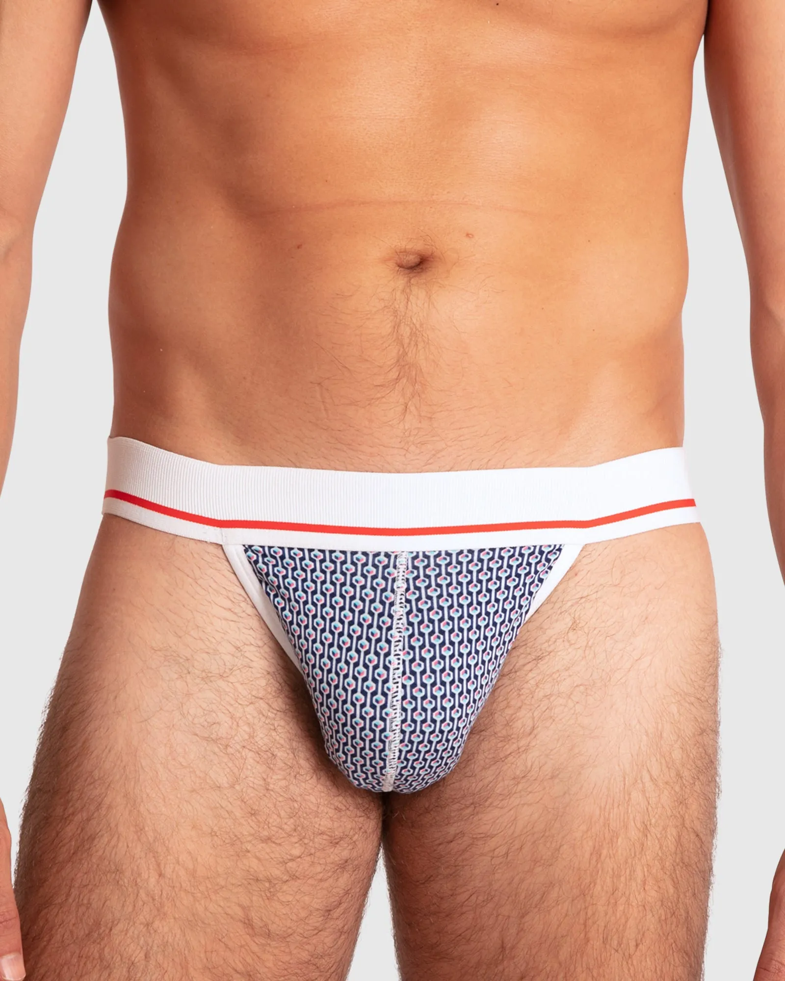 Mens Bamboo Jockstrap - Blue Geometric