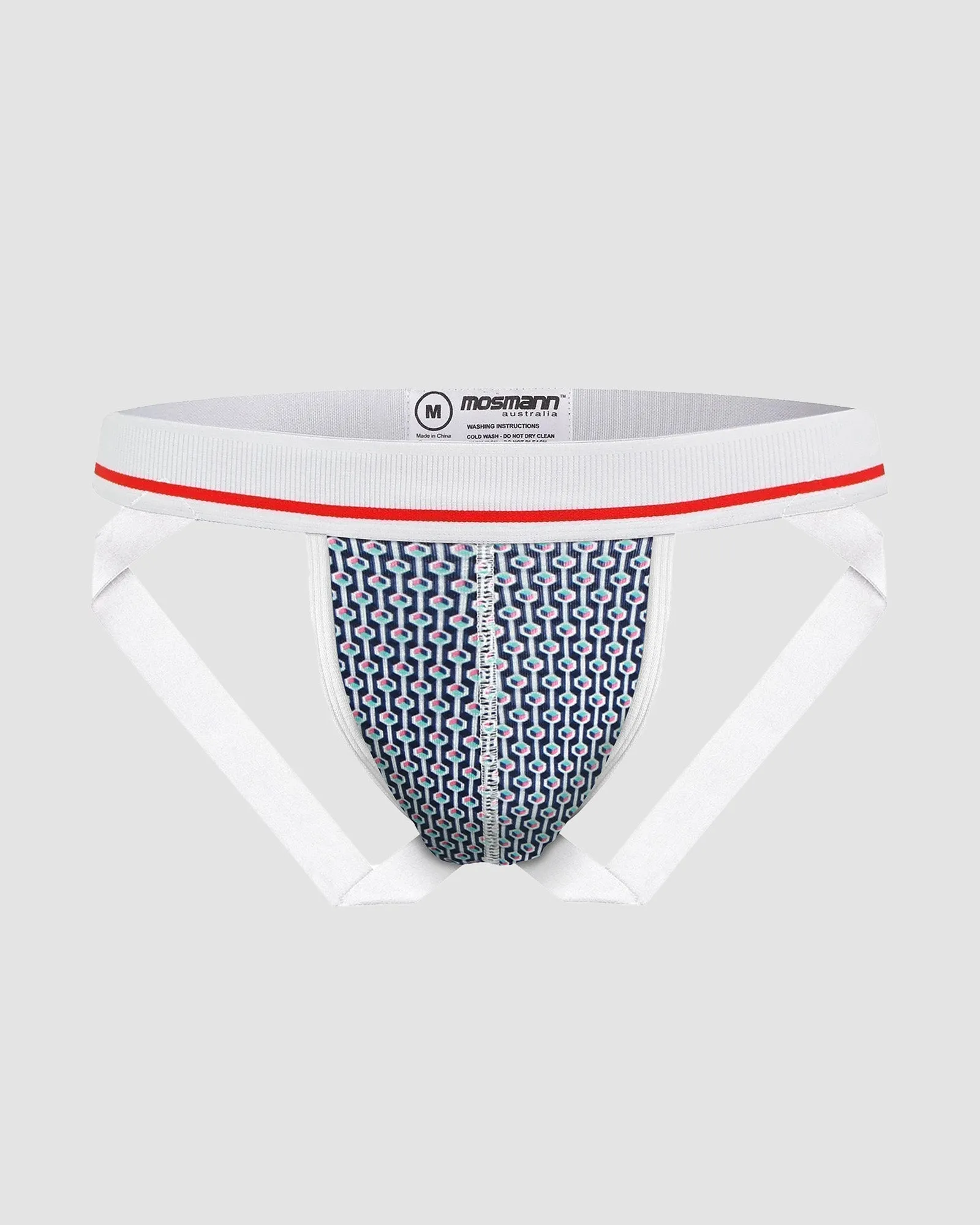 Mens Bamboo Jockstrap - Blue Geometric