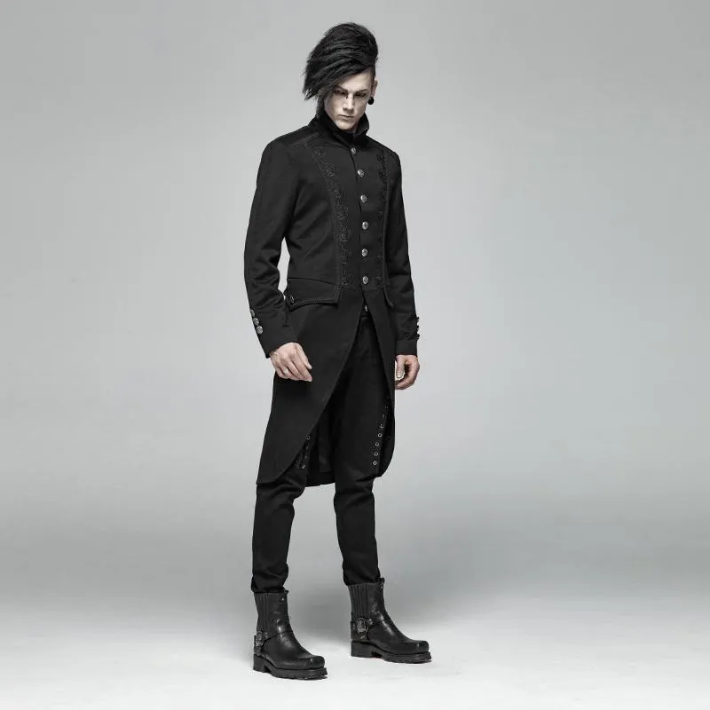 Men's Goth Single-Breasted Dovetail Overcoat