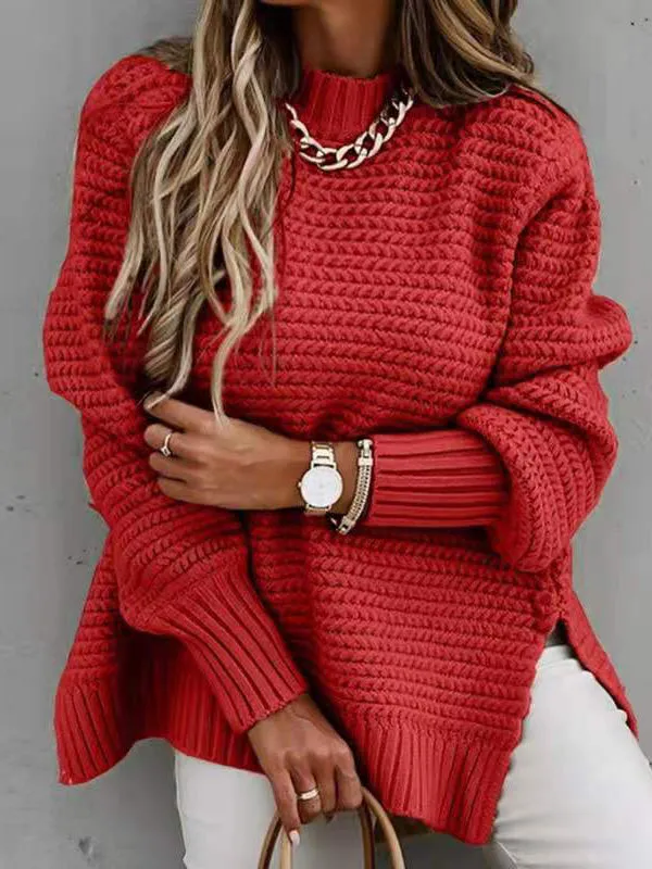 Mock Neck Chunky Knit Sweater