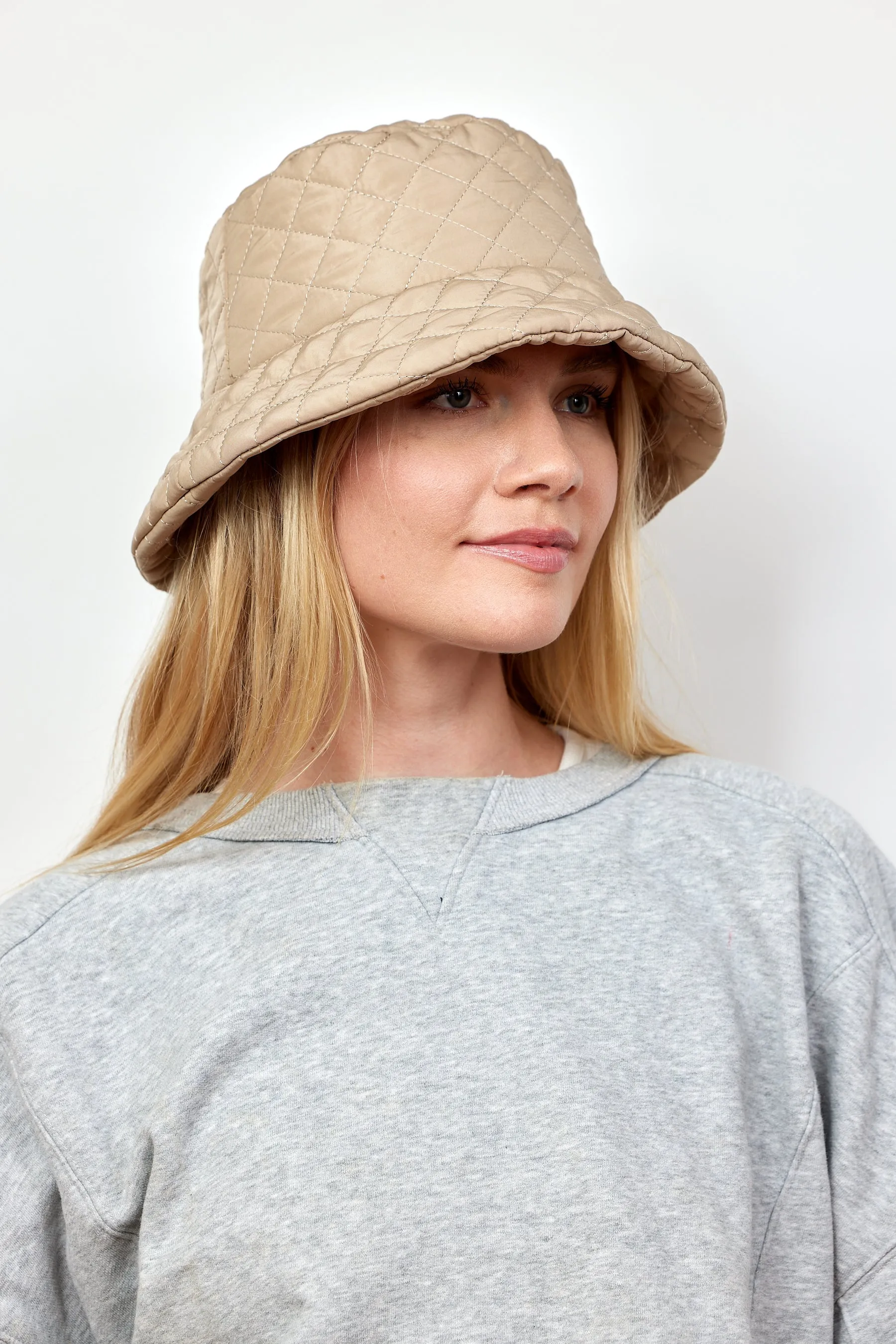 Modern Quilted Bucket- Camel