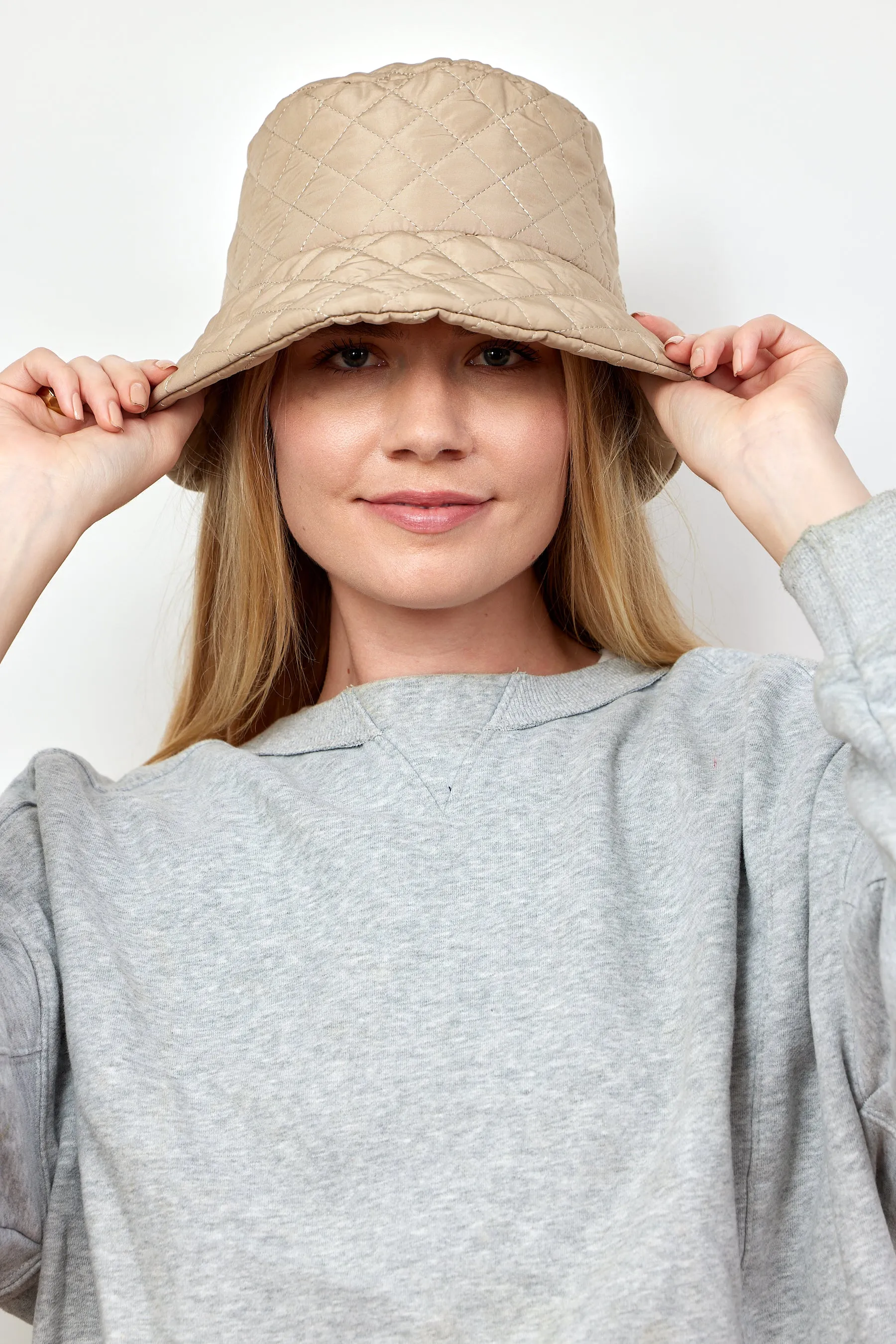 Modern Quilted Bucket- Camel