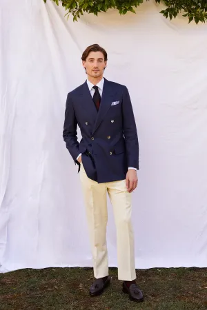 Navy Double Breasted Jacket and Flat Front Frogmouth Trouser