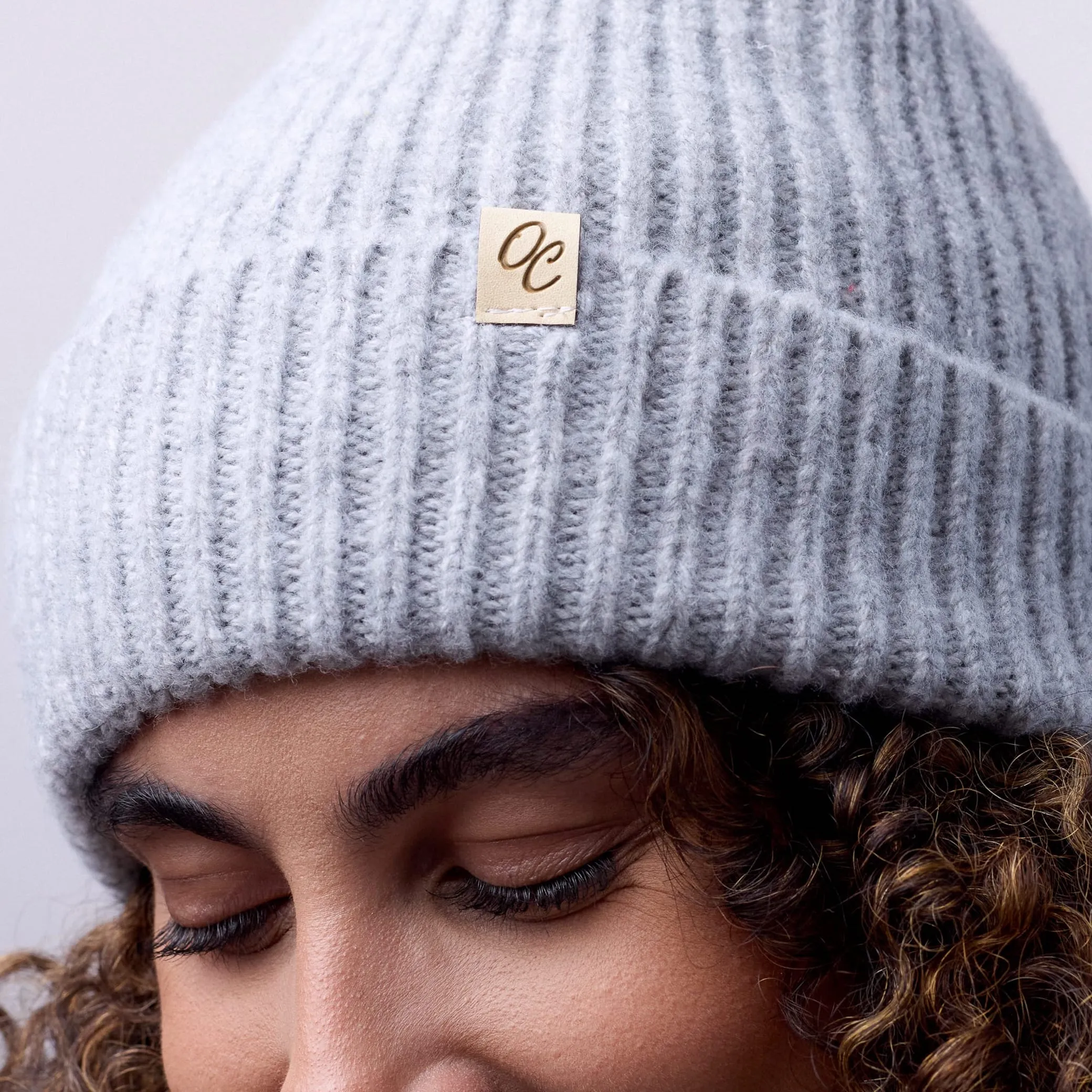 Only Curls Satin Lined Beanie - Ella in Grey