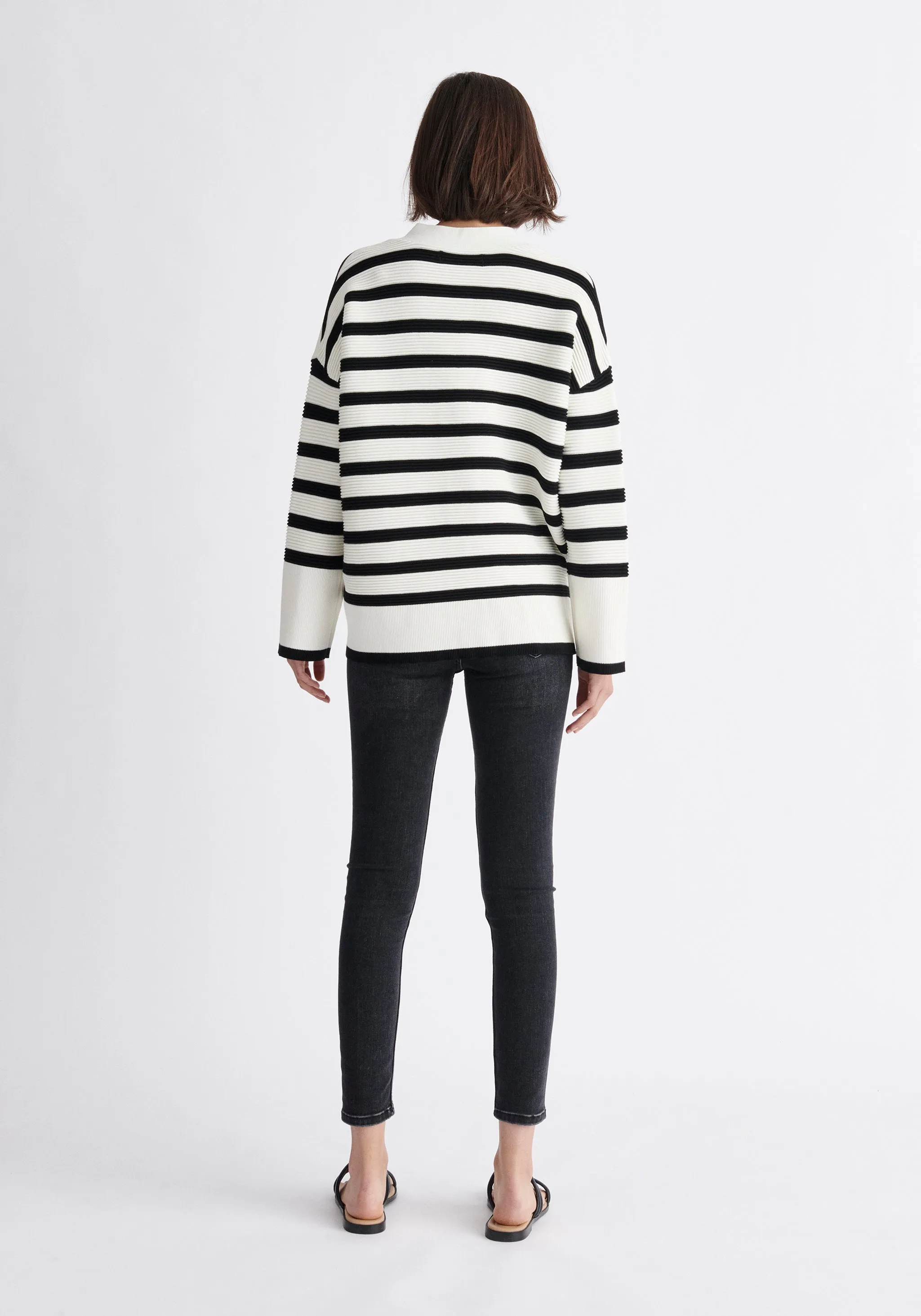 Paisie Striped Ribbed Cardigan