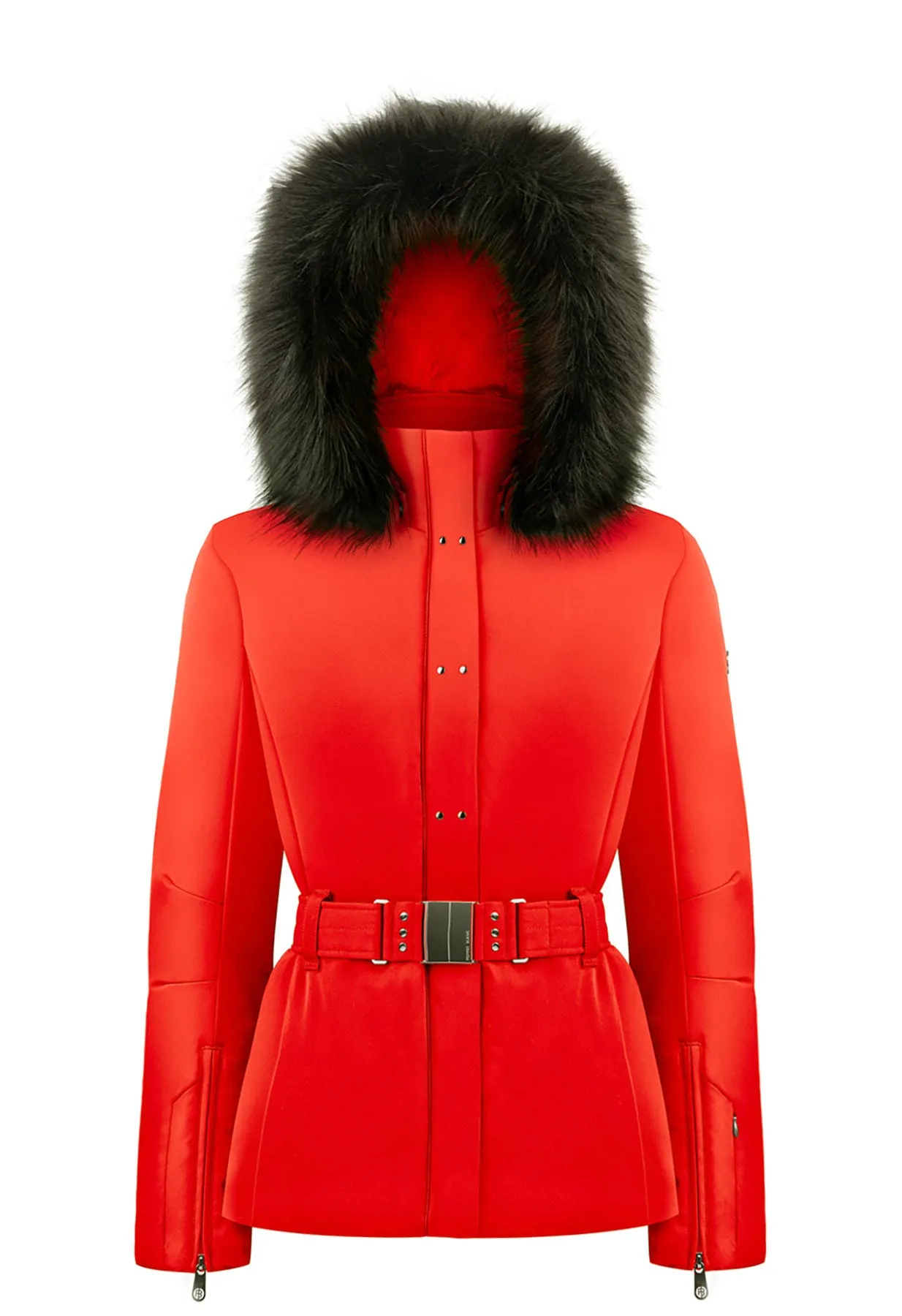 Poivre Blanc W23-0801 Belted Ski Jacket in Red