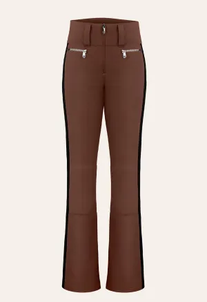 Poivre Blanc W24-0822 Stretch Ski Pant in Brown with Black Stripes