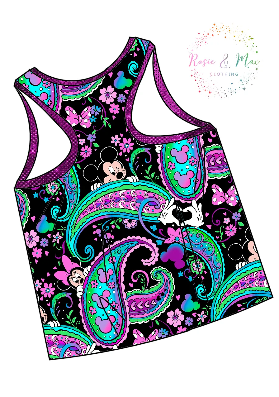 PREORDER - Seasonal Prints - Paisley's - Black - WOMEN'S Racerback Tank