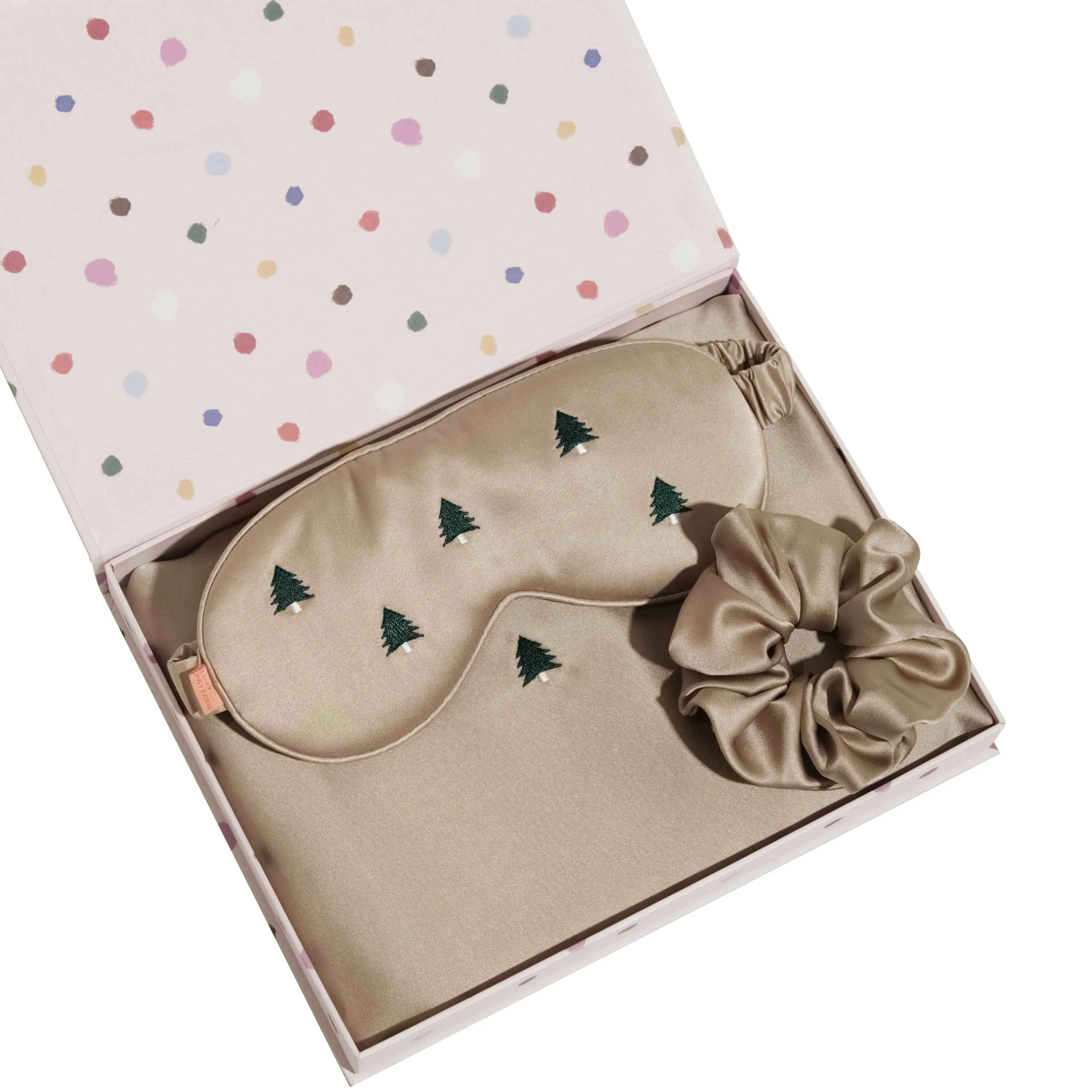 "Evergreen" 3 Piece Silk Gift Set - Silk Pillowcase & Silk Sleep Eye Mask & Silk Scrunchie