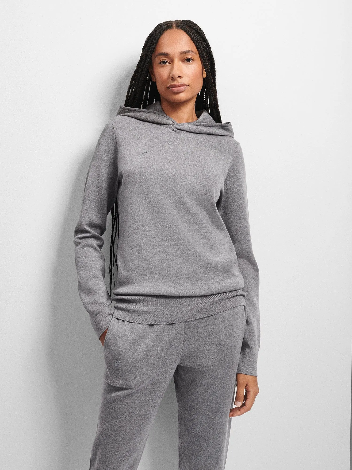 Regenerative Merino Wool Hoodie—grey marl