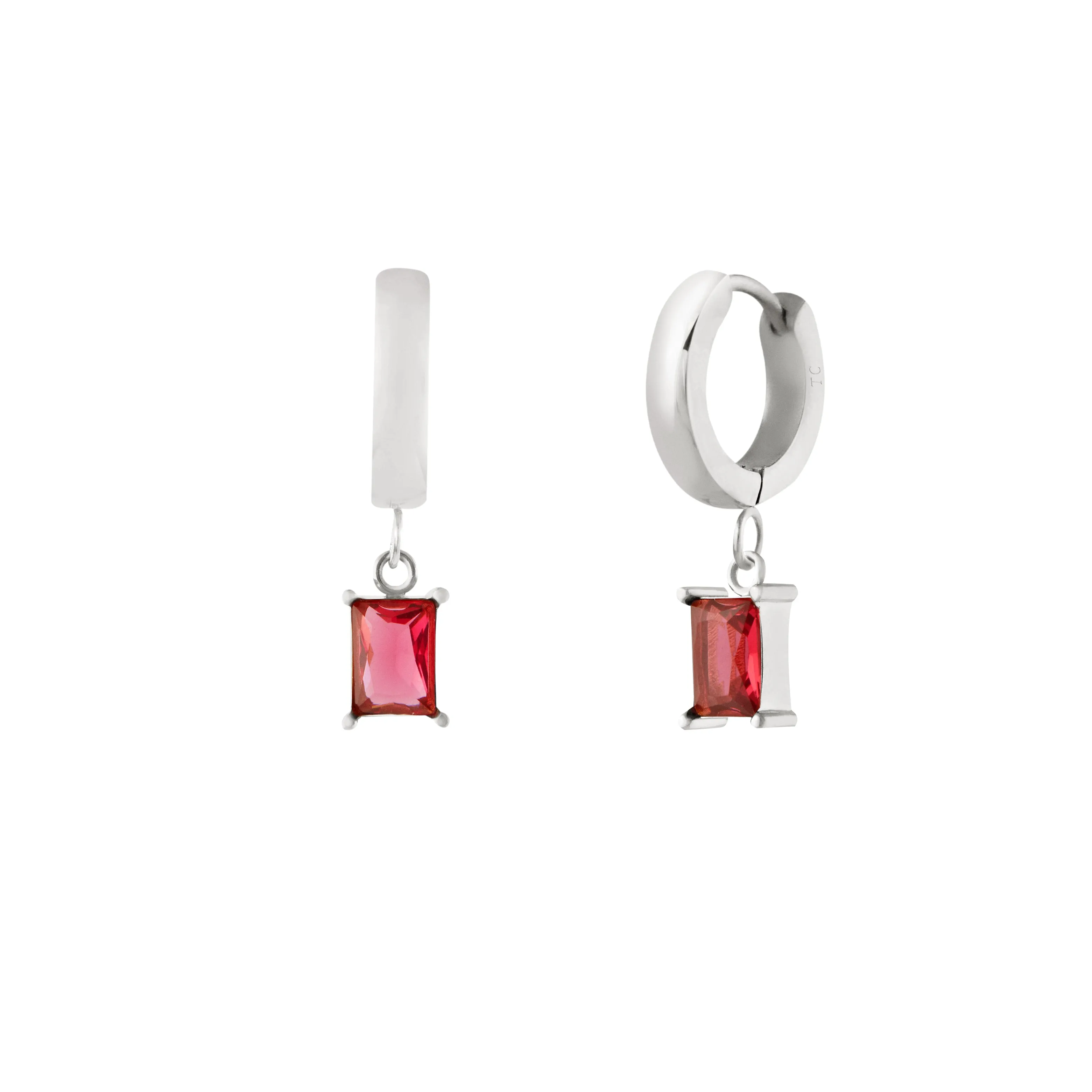 Ruby Hoops - Silver