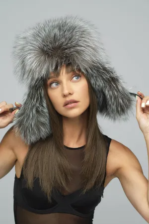 Silver Genuine Arctic Fox Fur Hat