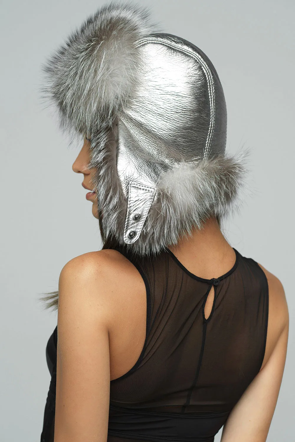 Silver Genuine Arctic Fox Fur Hat