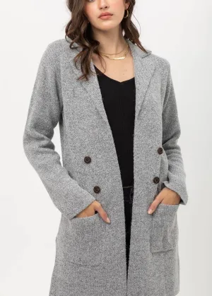 Soft Gray Long Knit Cardigan