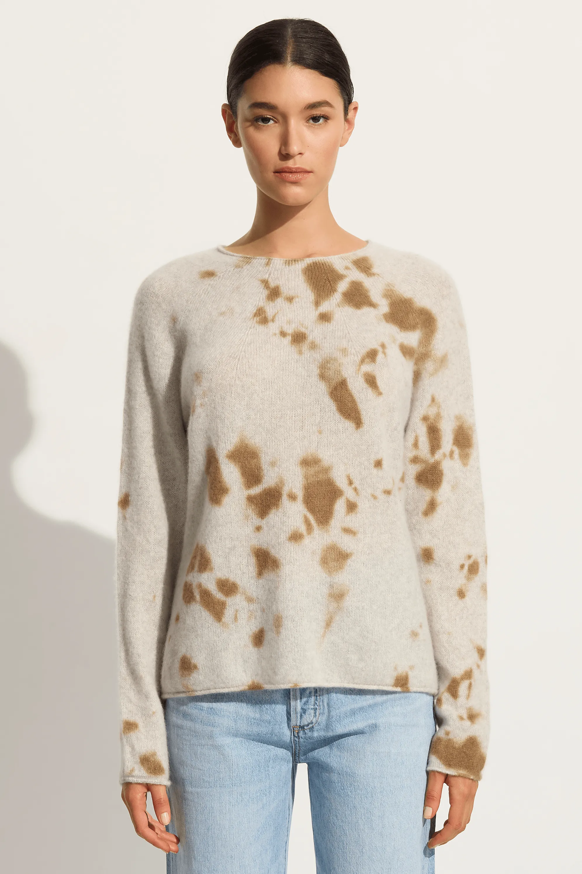 Suzusan Cashmere Seamless Long Pullover - Ecru / Light Grey