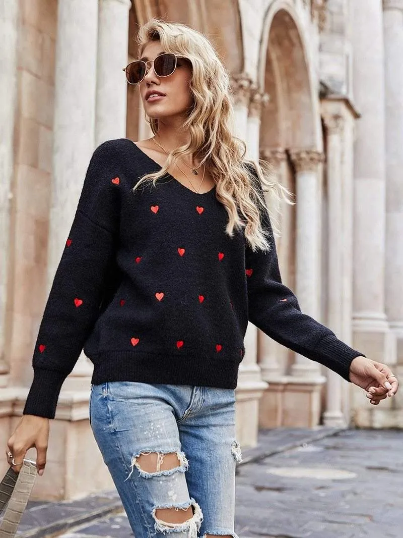 Sweet Heart Black Jumper