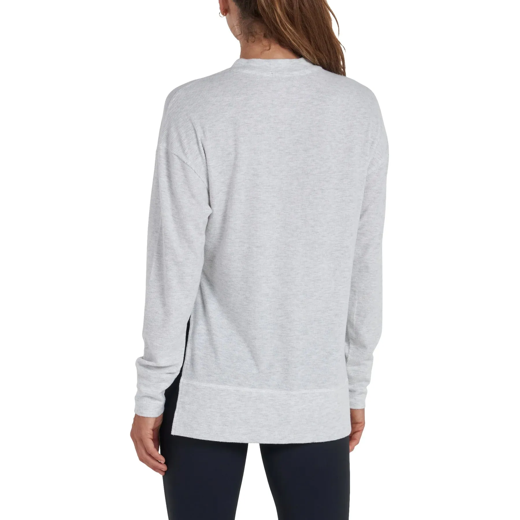 Thrive Société Women's Daily Side Slit Pullover - Lite Heather Grey