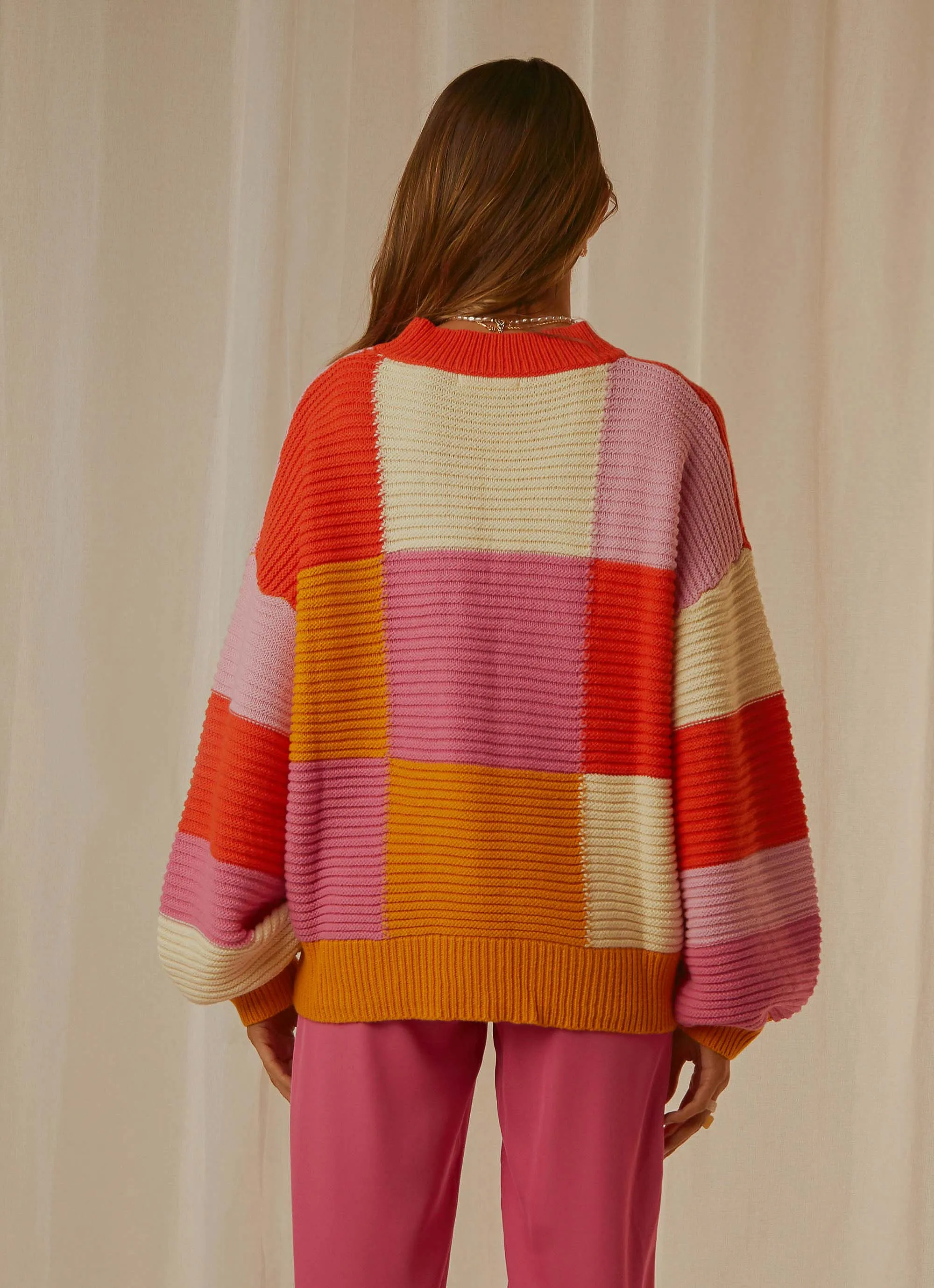 Tulum Nights Knit Jumper - Pink Patchwork