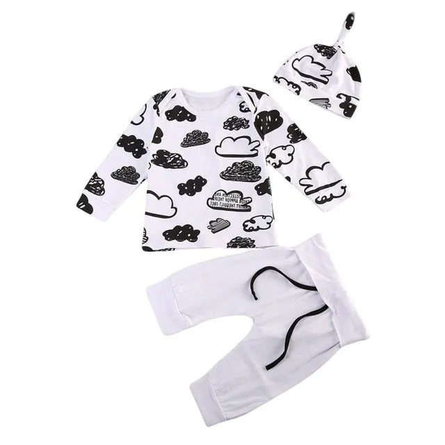 Unisex Monochrome Newborn 3pcs Cloud Set