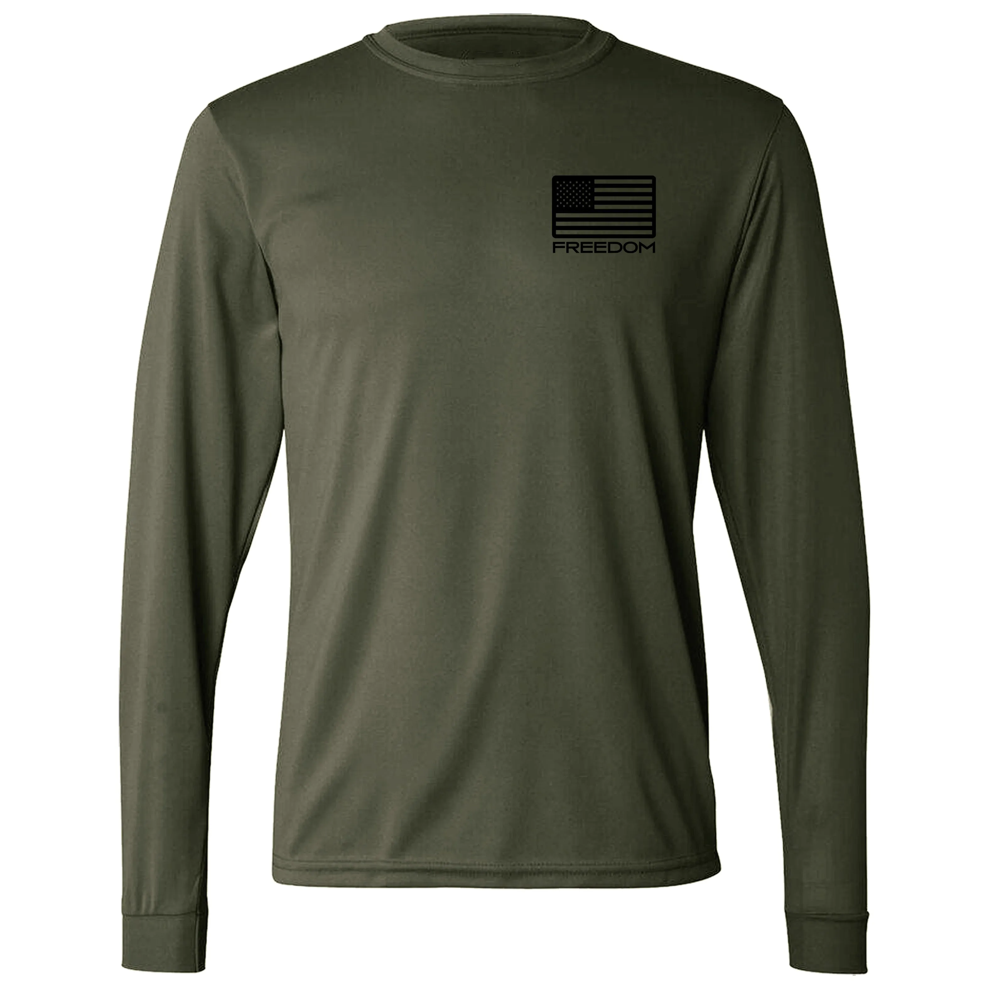 Vintage Freedom Flag Olive Drab Performance Long Sleeve Tee