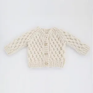 Waffle Cardigan Sweater Natural