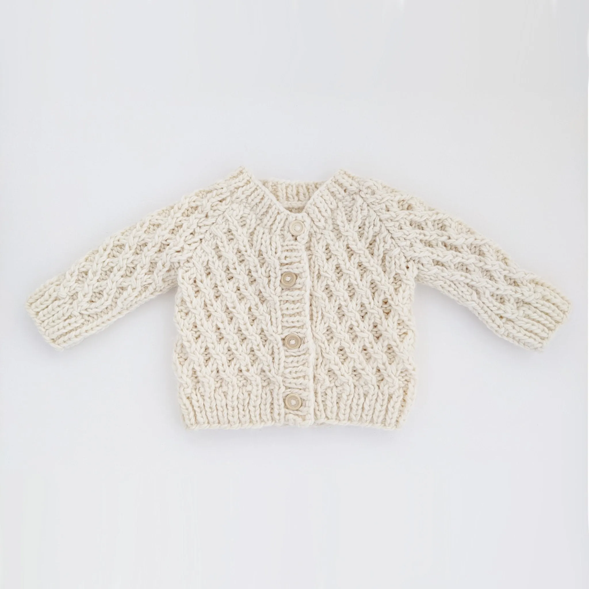 Waffle Cardigan Sweater Natural