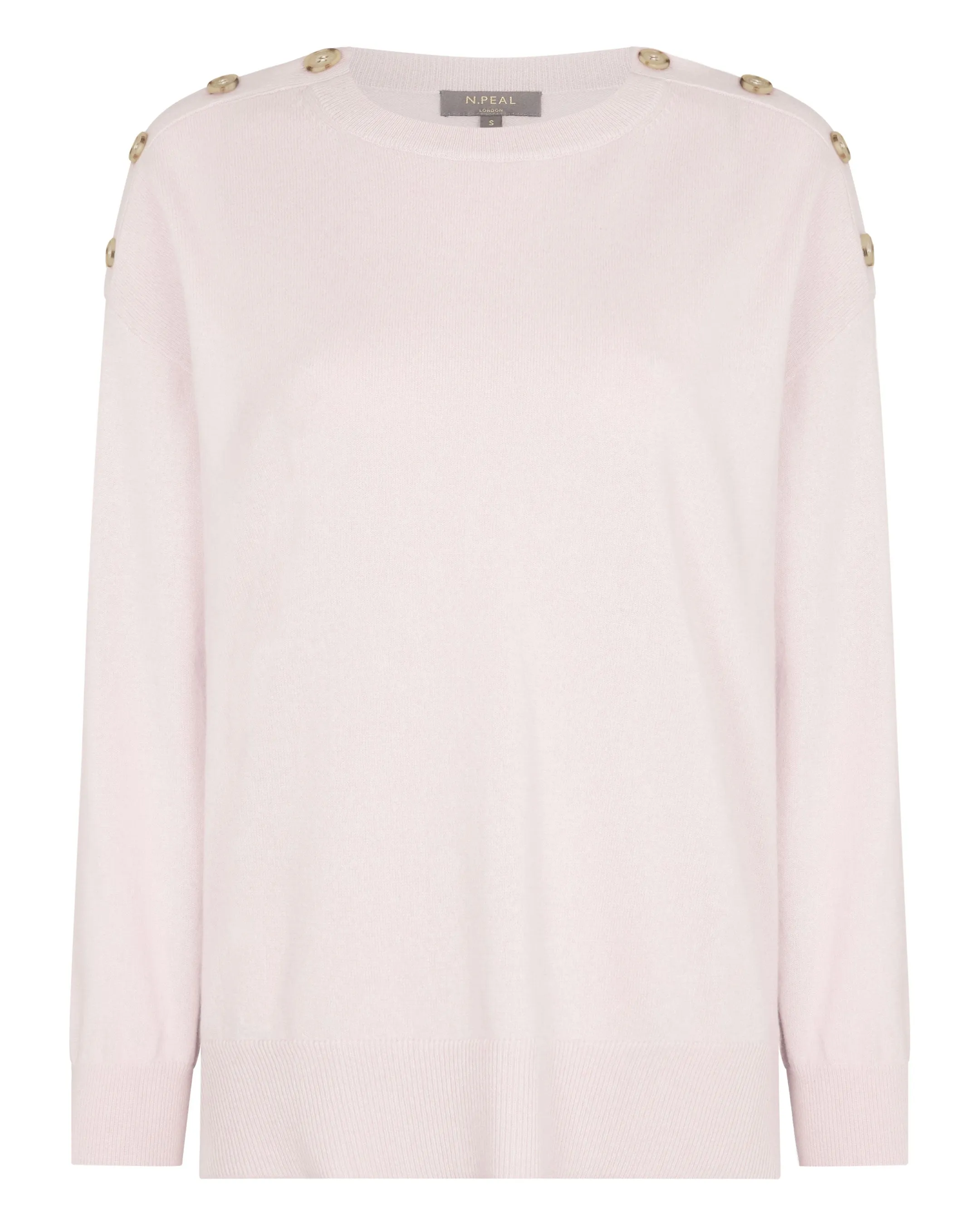 Women's Button Shoulder Cashmere Sweater Quartz Pink