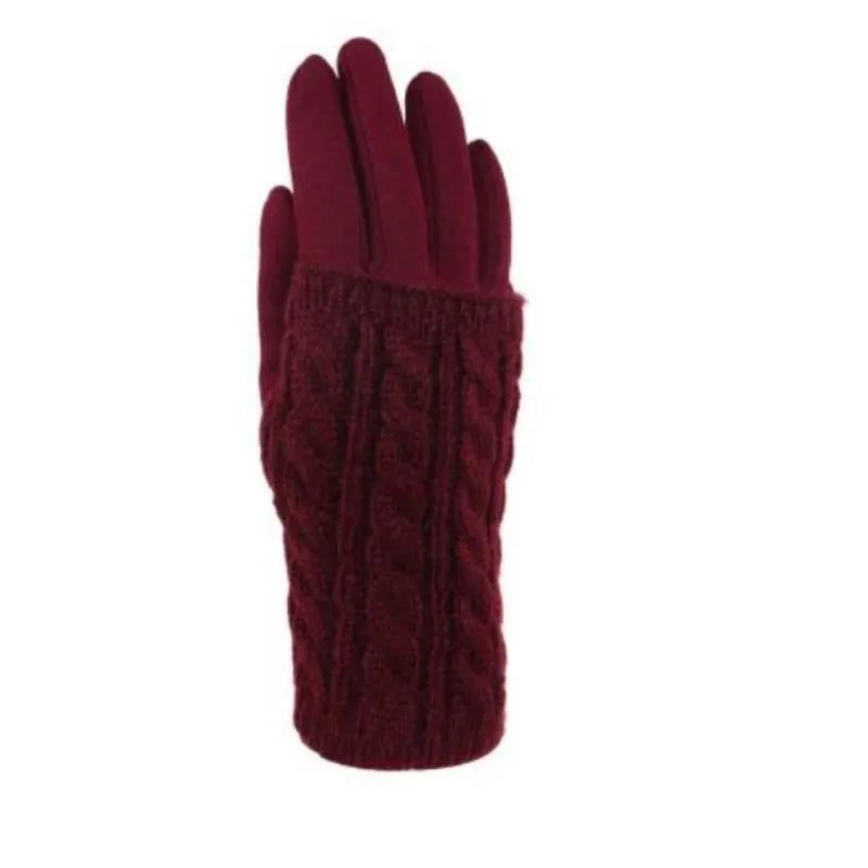 Women's Touch Screen Texting Gloves in Cable Knit and Furry Lining Comfort for Your Hands