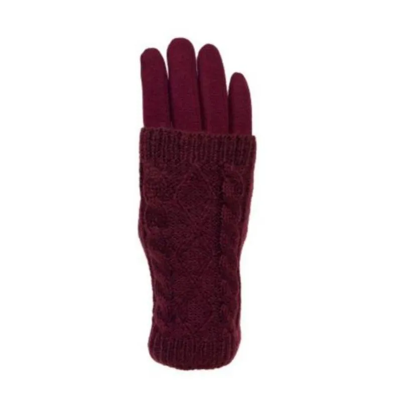 Women's Touch Screen Texting Gloves in Cable Knit and Furry Lining Comfort for Your Hands