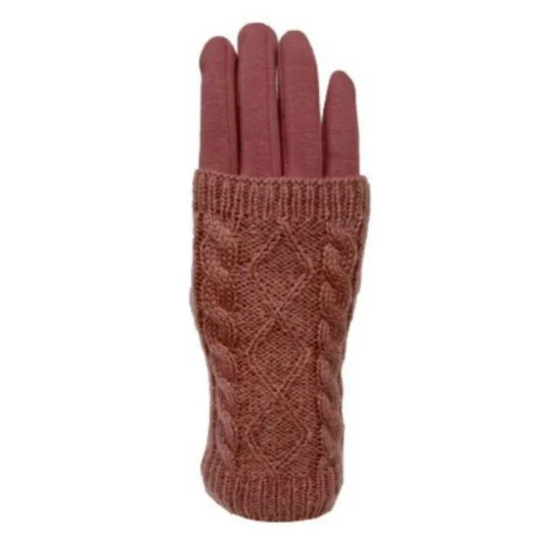 Women's Touch Screen Texting Gloves in Cable Knit and Furry Lining Comfort for Your Hands