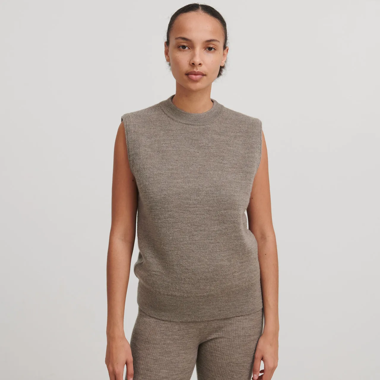 Women's Vest - 100% Raw Wool - Beige Melange (S, M, L)