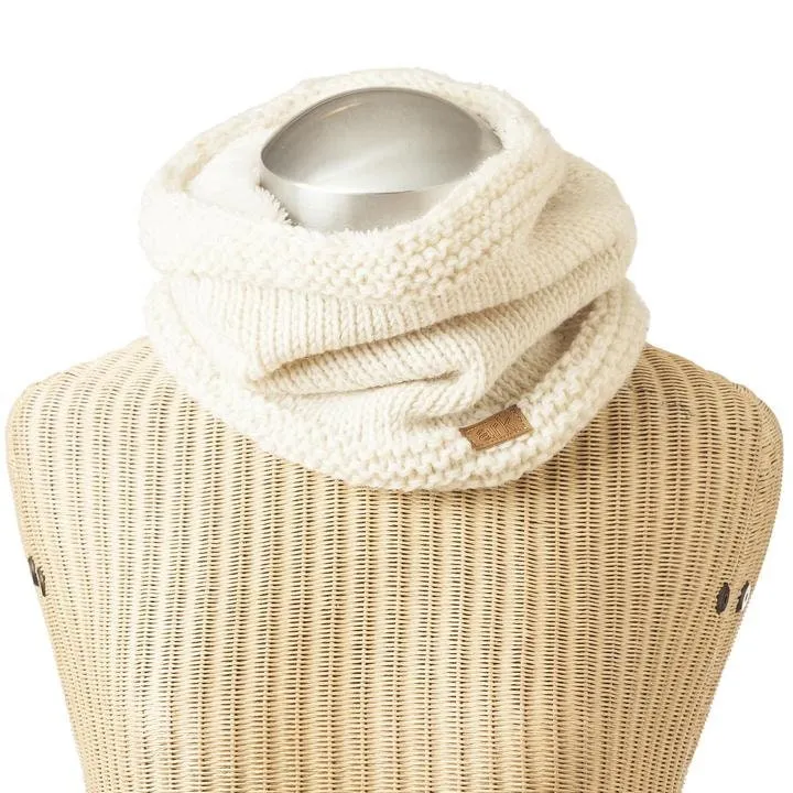 Wool neck warmer, White infinity scarf, fleece sherpa lined